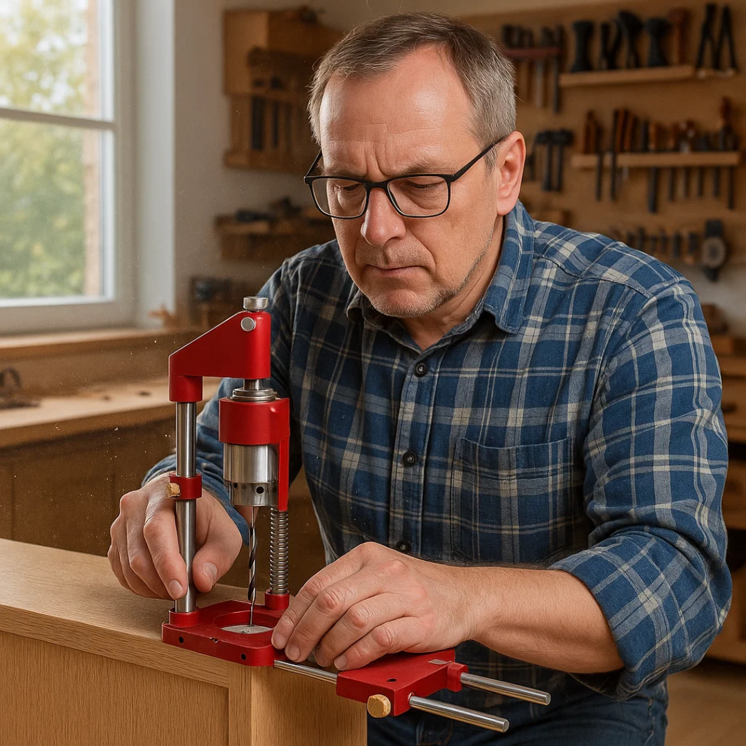 Gabarit de Perçage pour Forets de Menuiserie – Outils de Précision pour des Projets Maison Impeccables Tools Electro Paris