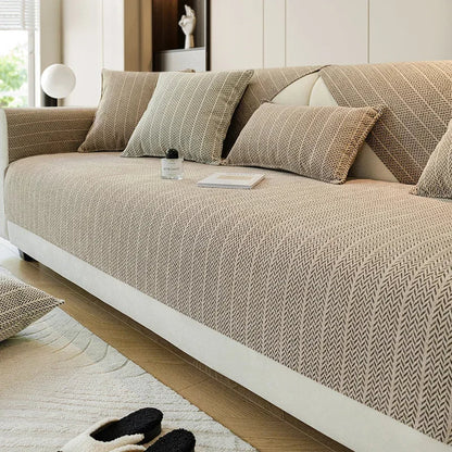 Housse de Canapé en Chenille Douce – Motif Chevron pour une Protection Élégante du Mobilier Sofa Cover Electro Paris