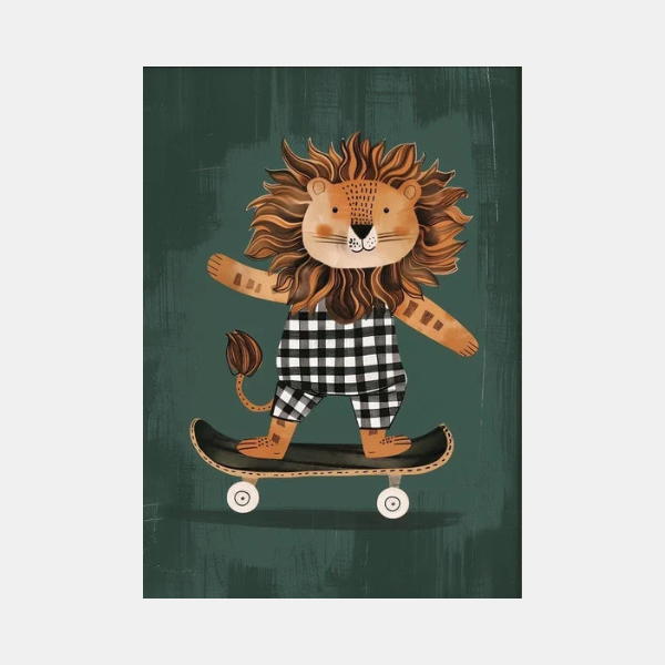 Art Mural pour Chambre d'Enfant avec Animaux Skateurs – Affiche Colorée pour Décor de Garderie Art mural Electro Paris 10 30x42cm Sans Cadre