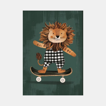 Art Mural pour Chambre d'Enfant avec Animaux Skateurs – Affiche Colorée pour Décor de Garderie Art mural Electro Paris 10 30x42cm Sans Cadre