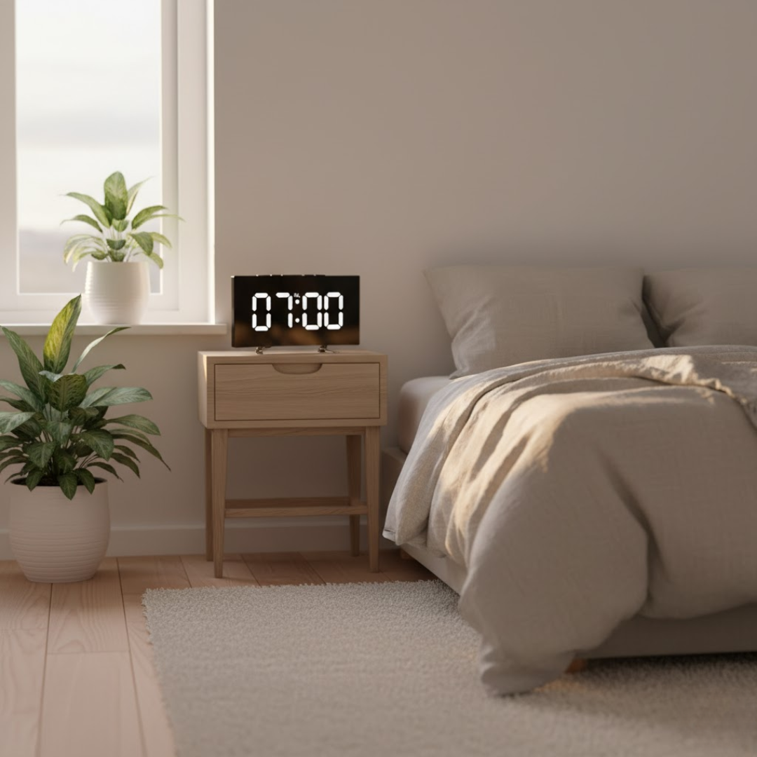 Réveil LED Digital Avec Écran Courbé Et Luminosité Automatique Pour Chambre Moderne Alarm Clocks Electro Paris