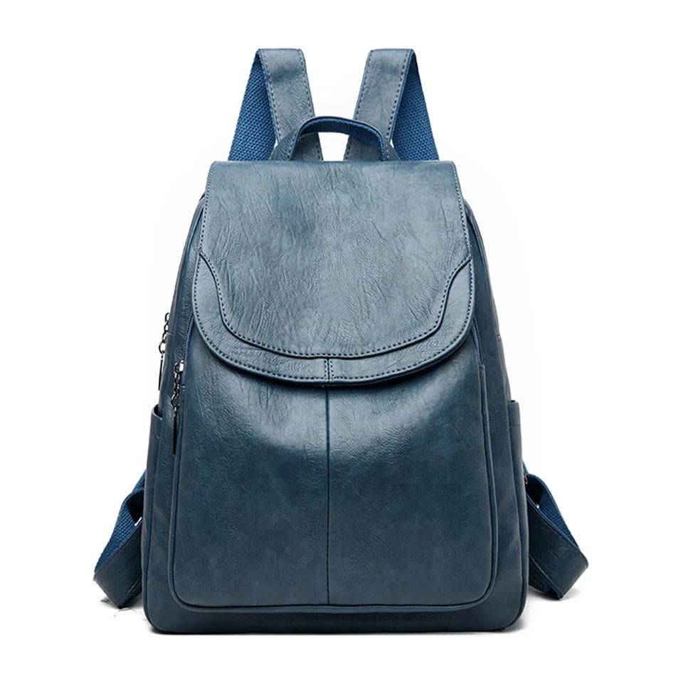 Sac À Dos Antivol En Cuir Pour Femme Avec Protection RFID Et Fermetures Discrètes Bags for Women Electro Paris Bleu clair 28cm x 12cm x 32cm