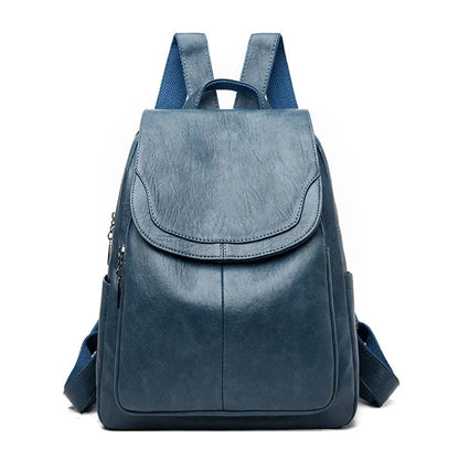 Sac À Dos Antivol En Cuir Pour Femme Avec Protection RFID Et Fermetures Discrètes Bags for Women Electro Paris Bleu clair 28cm x 12cm x 32cm