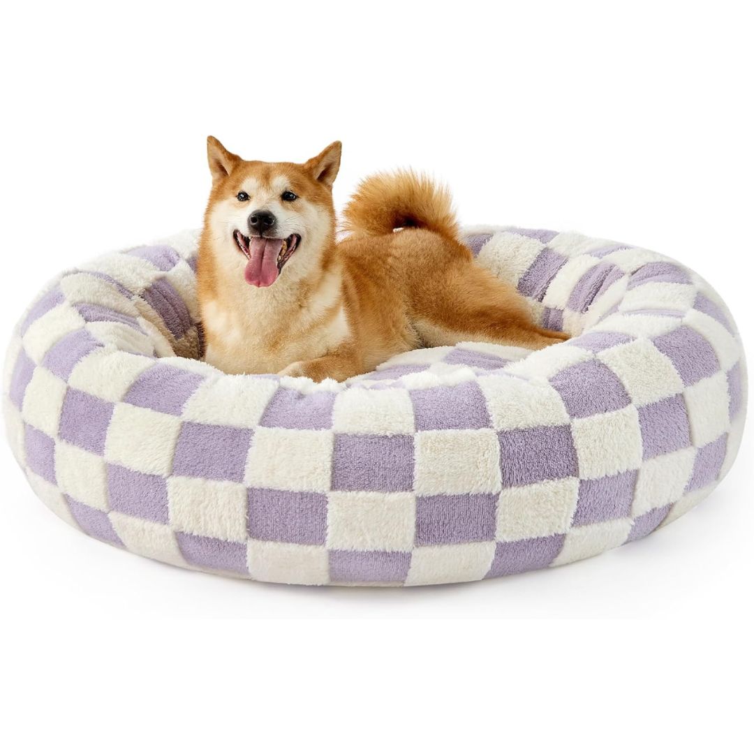 Quality Round Donut Dog Bed – Lit Rond Douillet Pour Chiens Et Chats Pour Détente Ultime Et Confort Apaisant Quality Round Donut Dog Bed Electro Paris Violet S
