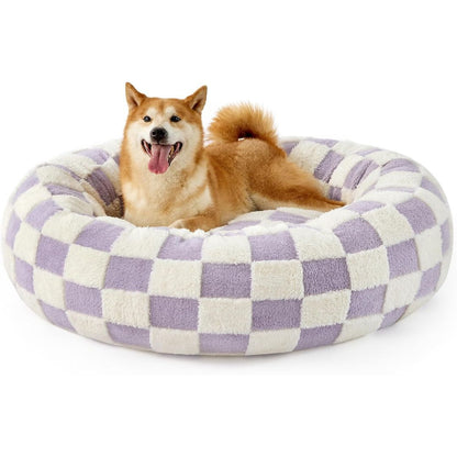 Quality Round Donut Dog Bed – Lit Rond Douillet Pour Chiens Et Chats Pour Détente Ultime Et Confort Apaisant Quality Round Donut Dog Bed Electro Paris Violet S
