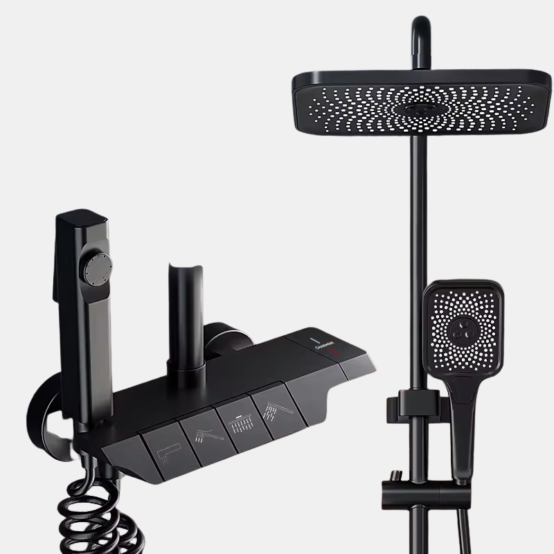 Ensemble De Douche Mural Haute Pression Avec Pommeau Ajustable Pour Salle De Bain Moderne Shower set Electro Paris Noir