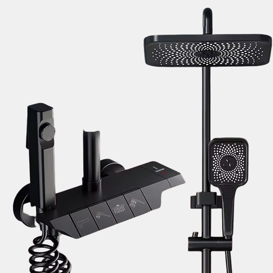 Ensemble De Douche Mural Haute Pression Avec Pommeau Ajustable Pour Salle De Bain Moderne Shower set Electro Paris Noir