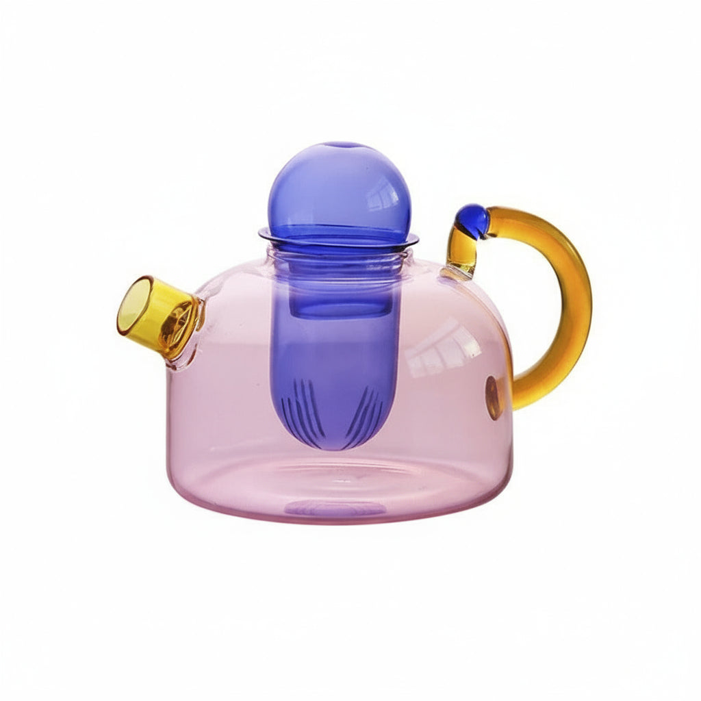 Théière En Verre Moderne Avec Tasse Et Détails Néon Inspirés De Tokyo Teapot Electro Paris Rosa Théière