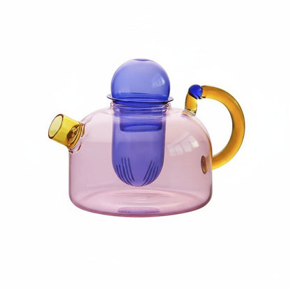 Théière En Verre Moderne Avec Tasse Et Détails Néon Inspirés De Tokyo Teapot Electro Paris Rosa Théière