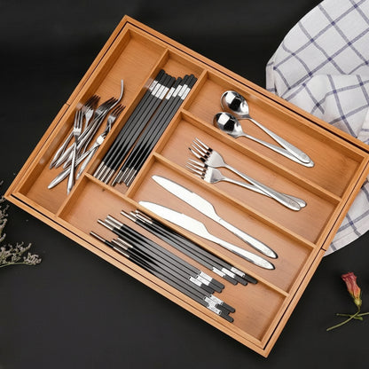 Organisateur De Couverts En Bambou Écologique Et Extensible Pour Tiroirs De Cuisine Multifonctionnel Flatware trays Electro Paris