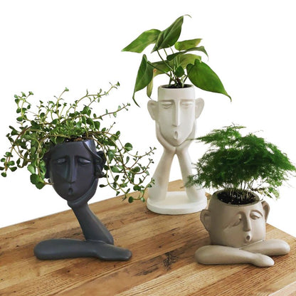 Sculpture Décorative Moderne Pour Salon Avec Trois Vases En Forme De Visage Pour Une Ambiance Artistique Et Contemporaine Sculpture Electro Paris