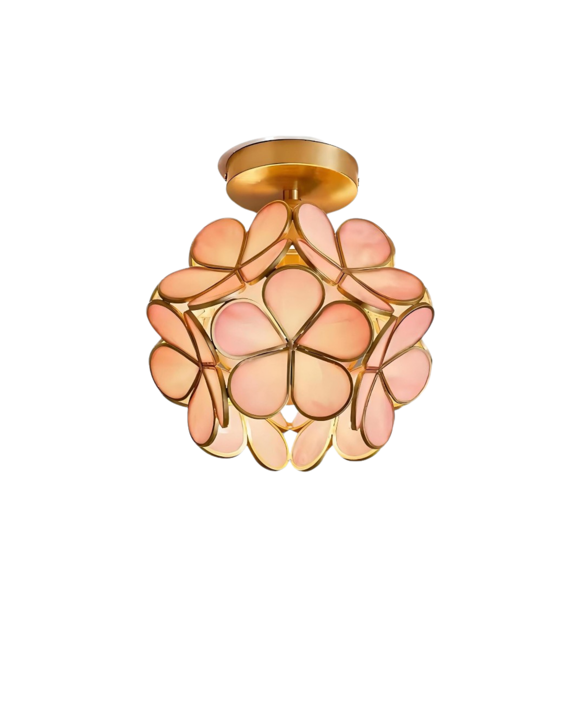 Plafonnier en Verre Doré – Éclat Floral et Élégance Intemporelle Ceiling Lamp Electro Paris Rosa