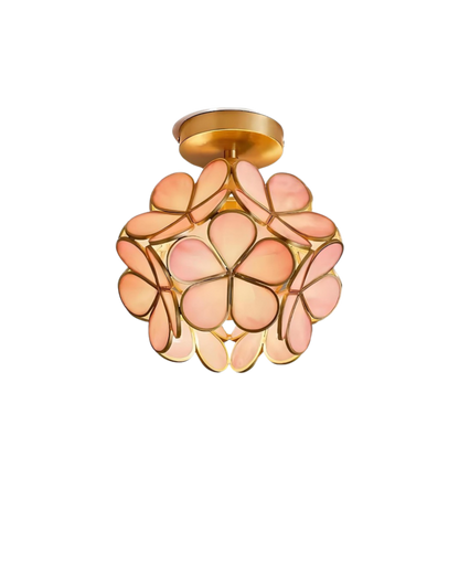 Plafonnier en Verre Doré – Éclat Floral et Élégance Intemporelle Ceiling Lamp Electro Paris Rosa