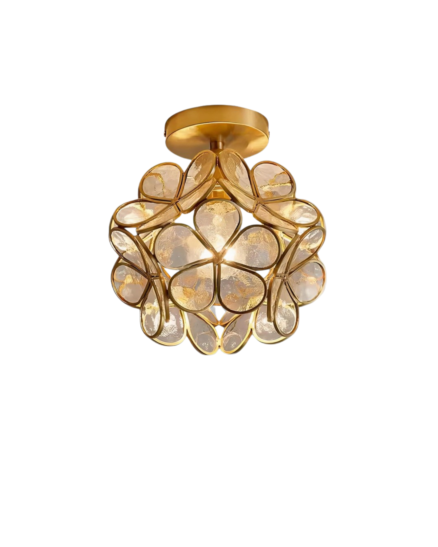 Plafonnier en Verre Doré – Éclat Floral et Élégance Intemporelle Ceiling Lamp Electro Paris