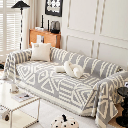 Housse de Canapé Bohème Réversible – Protection Élégante et Style Décontracté à la Maison Sofa Cover Electro Paris Gris 180x280cm