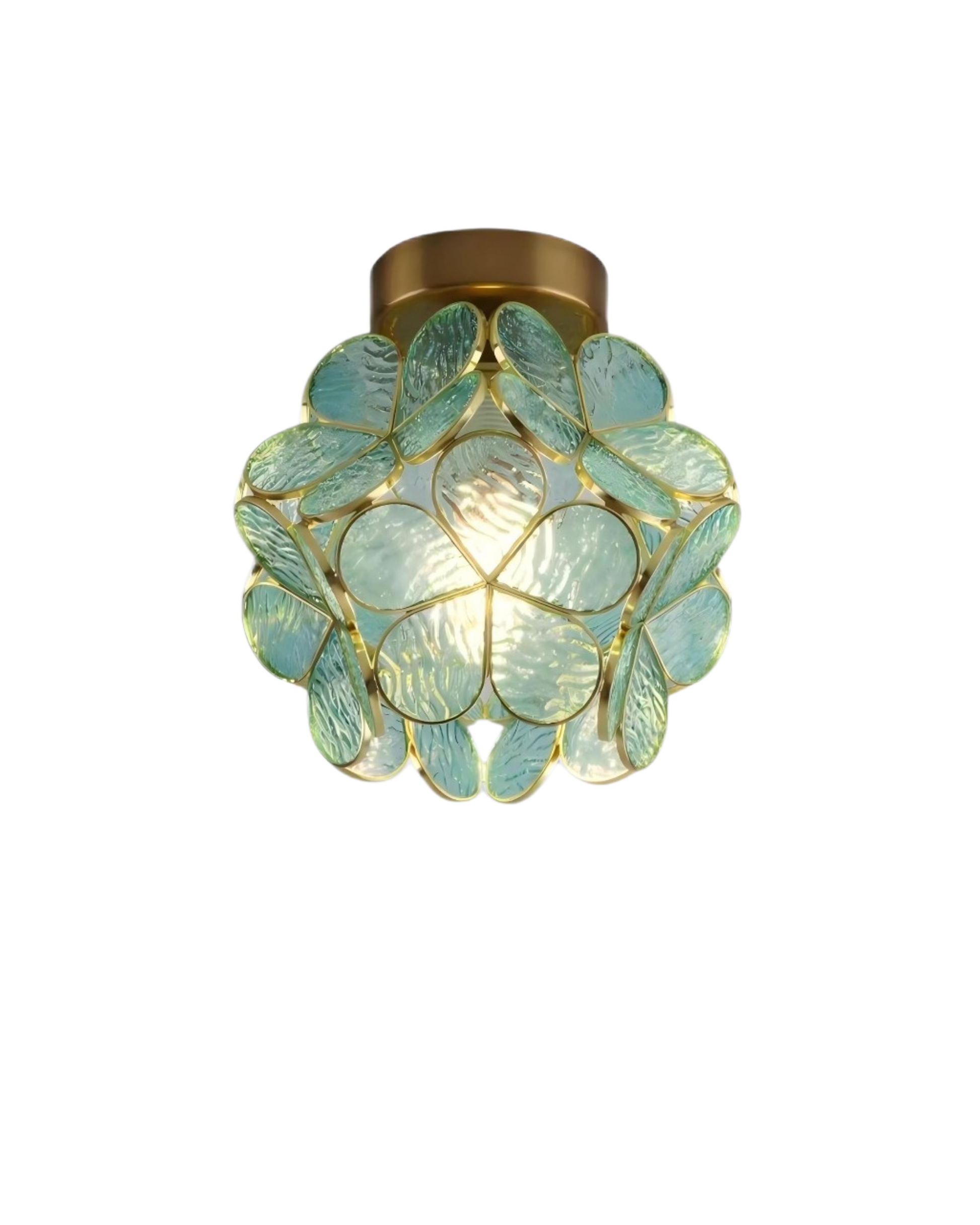 Plafonnier en Verre Doré – Éclat Floral et Élégance Intemporelle Ceiling Lamp Electro Paris Vert