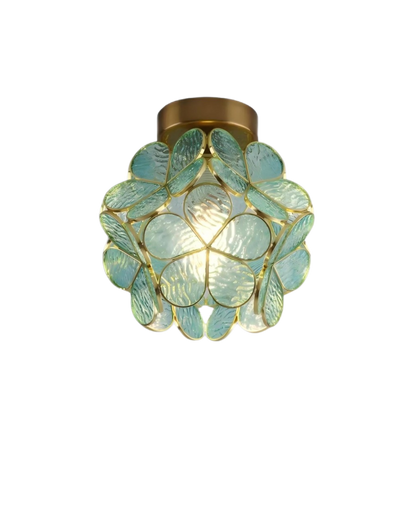Plafonnier en Verre Doré – Éclat Floral et Élégance Intemporelle Ceiling Lamp Electro Paris Vert