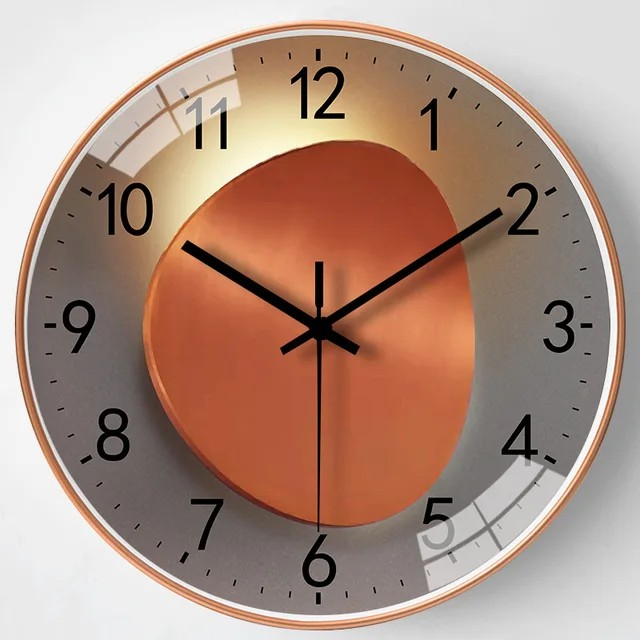 Horloge Murale Luminouse Moderne Avec Mouvement Silencieux Et Design Élégant Wall clock Electro Paris Style Orange 20cm