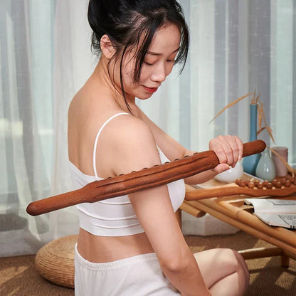 Baguette de Massage en Bois de Hêtre avec Perles – Thérapie Naturelle de Relaxation Manual Massage Tools Electro Paris
