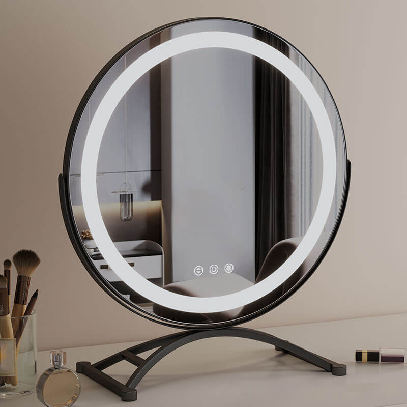 Miroir De Maquillage LED Avec Contrôle Tactile Pour Éclairage Polyvalent Et Rotation À 360 Degrés Face Mirrors Electro Paris Noir