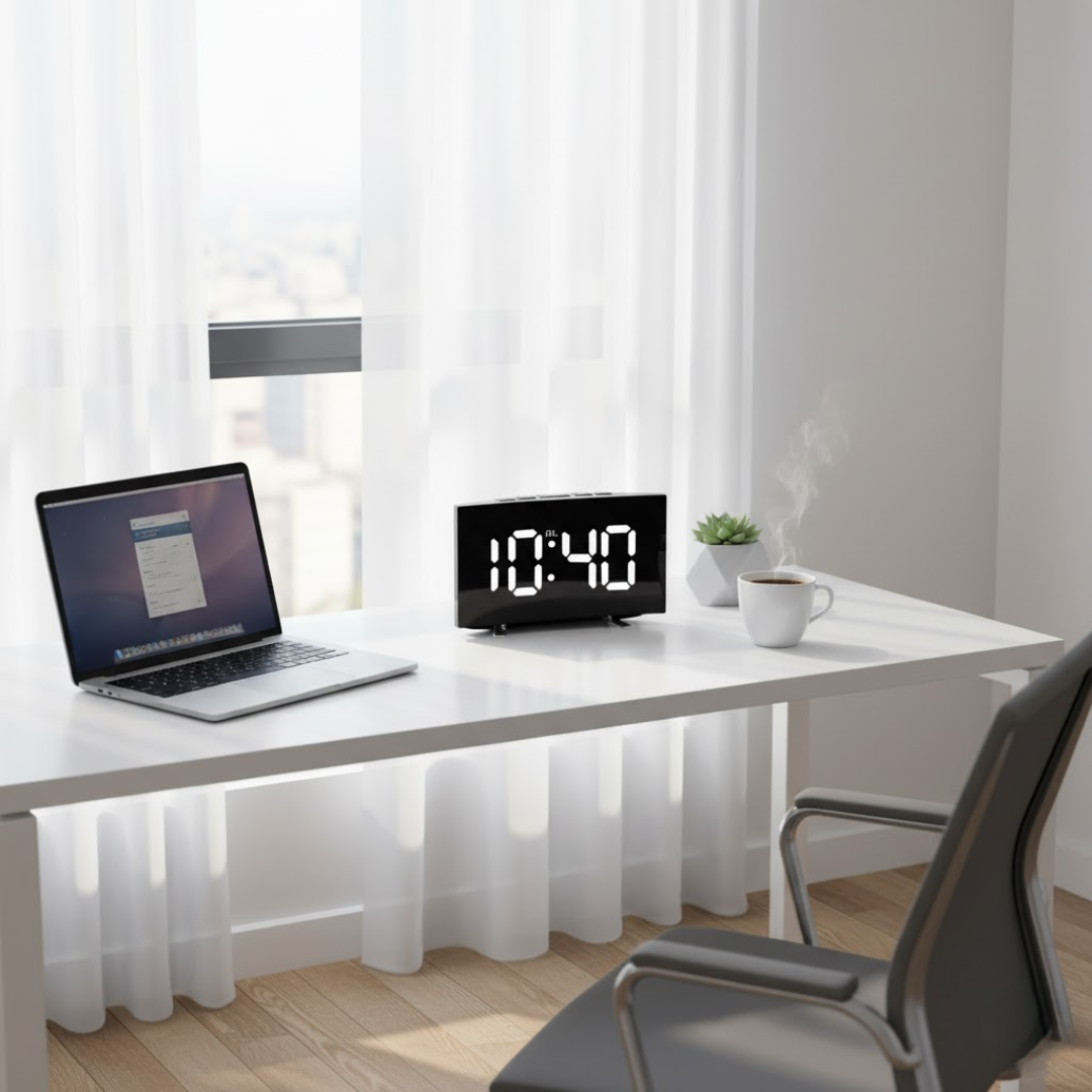 Réveil LED Digital Avec Écran Courbé Et Luminosité Automatique Pour Chambre Moderne Alarm Clocks Electro Paris
