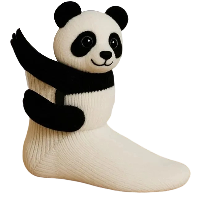 Chaussettes Câlin d’Animaux au Crochet – Motifs Animaliers 3D Ludiques avec Chaleur Douillette d’Hiver Socks Electro Paris Panda Taille unique