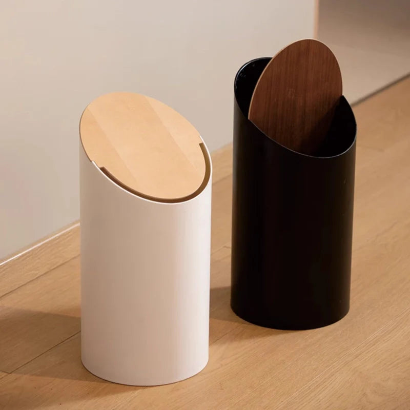 Poubelle Swing Moderne Japandi Avec Couvercle En Noyer Pour Intérieurs Élégants Trash Cans Electro Paris