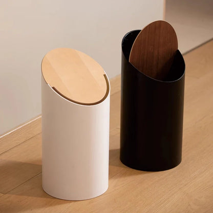 Poubelle Swing Moderne Japandi Avec Couvercle En Noyer Pour Intérieurs Élégants Trash Cans Electro Paris