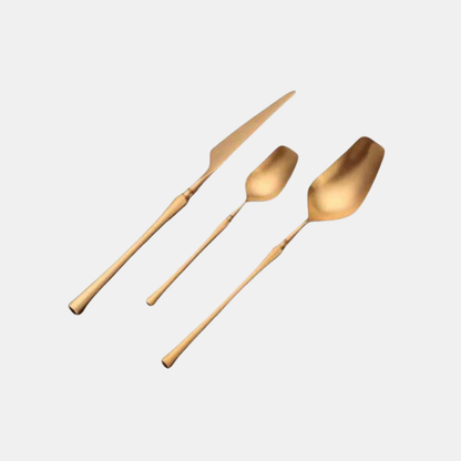 Ensemble de Couverts Dorés en Acier Inoxydable – Élégance Satinée Pour la Table Couverts et argenterie Electro Paris