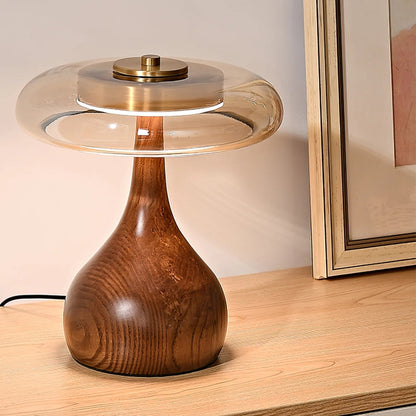 Lampe De Table – Éclat En Verre Et Bois Avec Lumière Réglable Table Lamp Electro Paris