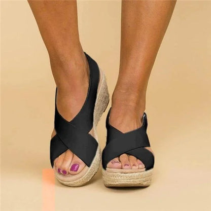 Sandales d’été pour femmes offrant confort maximal et look élégant avec talon compensé Women Sandals Electro Paris