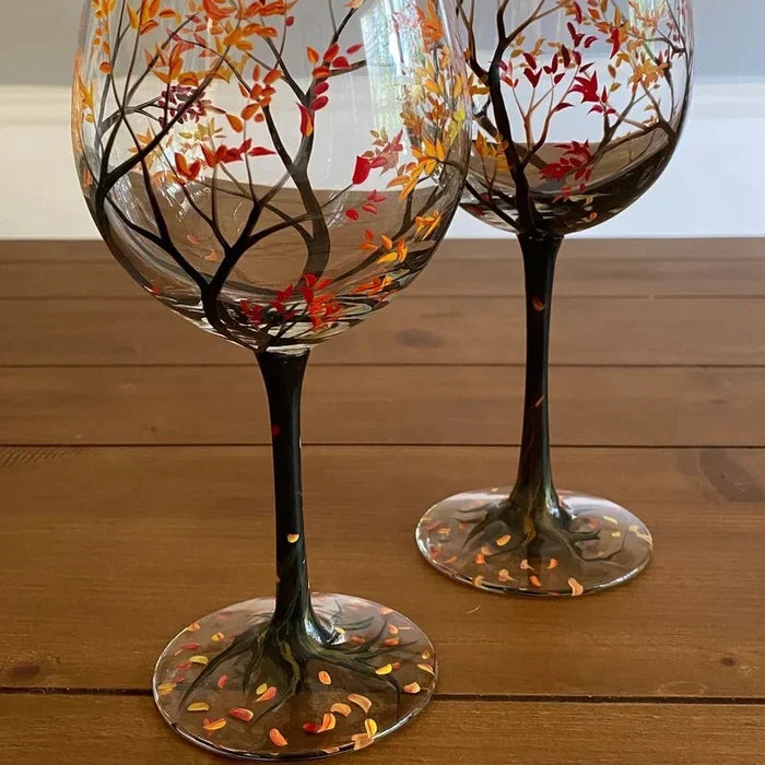 Verres à Vin Peints à la Main – Vaisselle Artistique & Unique Kitchen Accessories Electro Paris Été Verre avec pied
