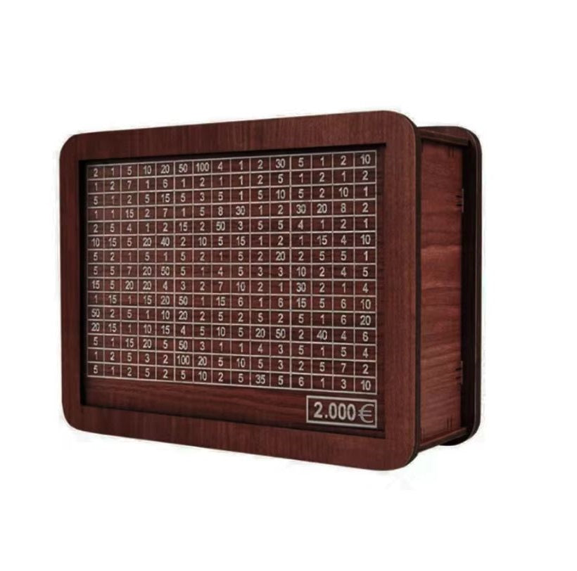 Tirelire Euro en Bois – Design Gravé Élégant pour un Stockage Sécurisé de l’Argent Home Electro Paris 2000€ Brun