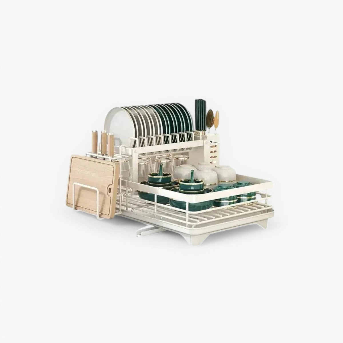 Égouttoir à Vaisselle Élégant – Organisation Moderne et Finition Luxueuse Kitchen Accessories Electro Paris Blanc Blanc - Double couche