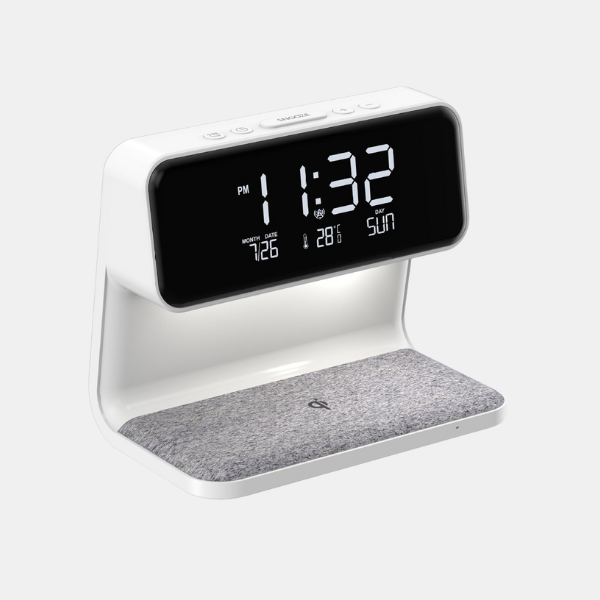 Lampe de Chevet Design LED avec Chargeur Sans Fil – Écran LCD Réveil Éclairage Electro Paris