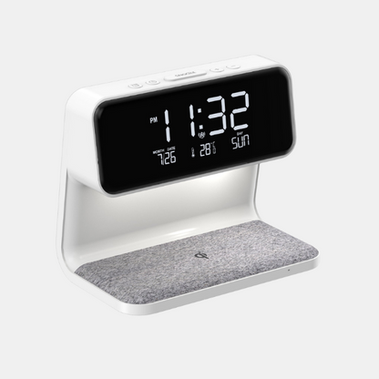 Lampe de Chevet Design LED avec Chargeur Sans Fil – Écran LCD Réveil Éclairage Electro Paris