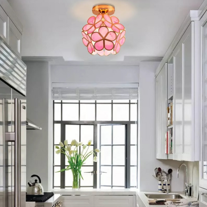 Plafonnier en Verre Doré – Éclat Floral et Élégance Intemporelle Ceiling Lamp Electro Paris