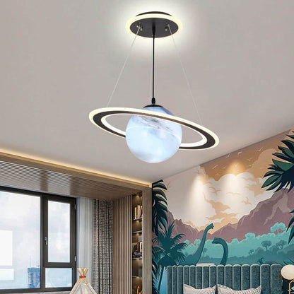 Lampe Suspendue LED Pour Chambre D’Enfant Au Design Planètes Et Couleurs Lumineuses Ceiling Light Electro Paris B (Sans astronaute) Terre bleue 3 températures de couleur