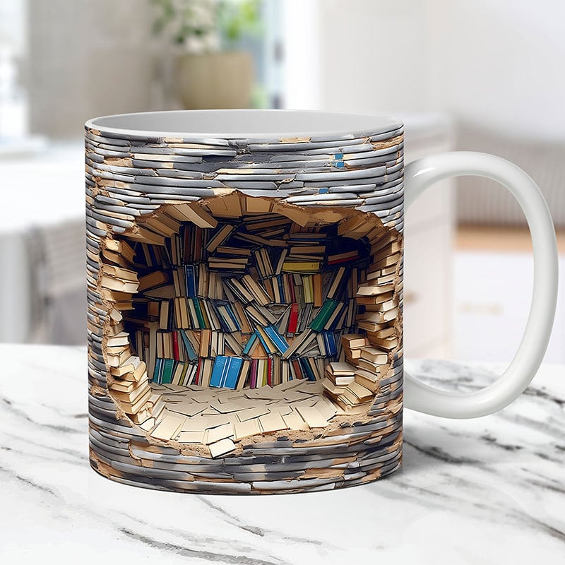 Mug 3D SheremArt Inspiré Bibliothèque Avec Design Livre Pour Amoureux De Lecture Mug Electro Paris C