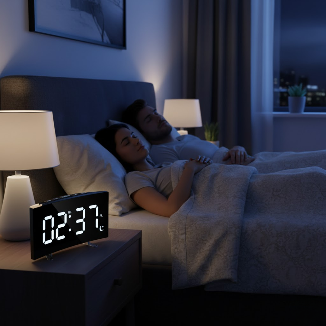 Réveil LED Digital Avec Écran Courbé Et Luminosité Automatique Pour Chambre Moderne Alarm Clocks Electro Paris