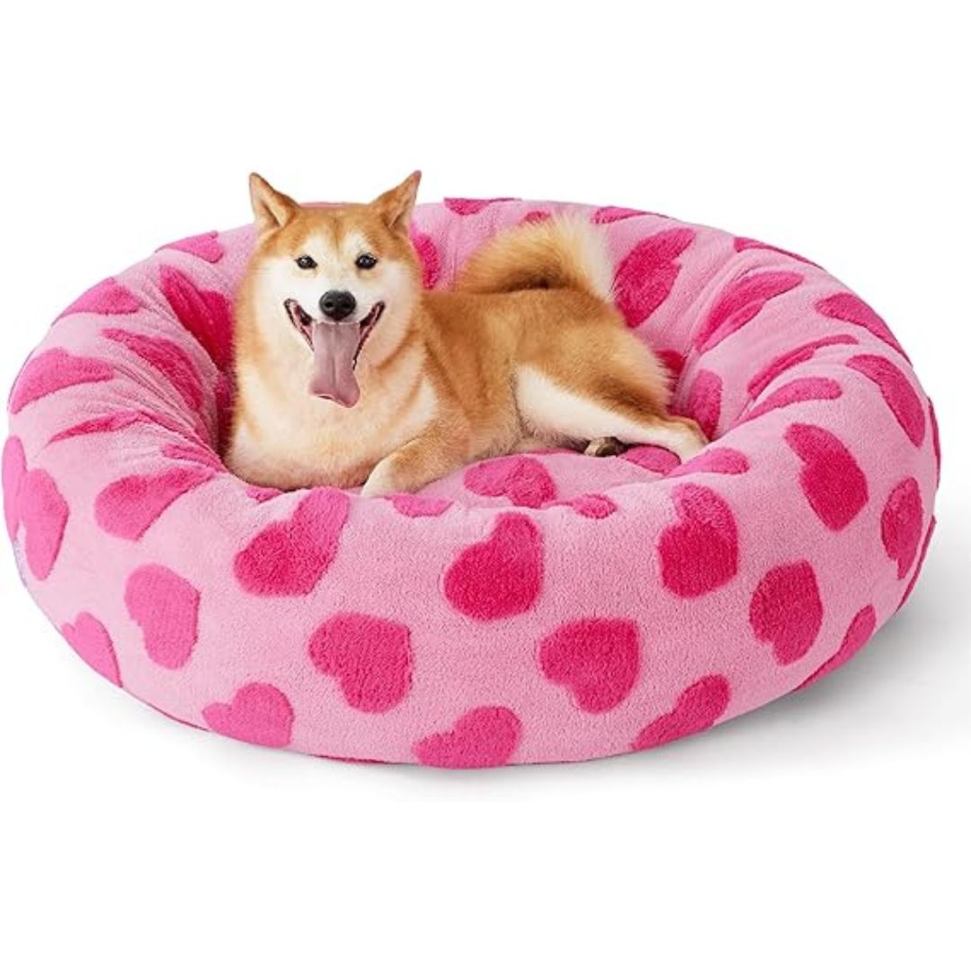 Quality Round Donut Dog Bed – Lit Rond Douillet Pour Chiens Et Chats Pour Détente Ultime Et Confort Apaisant Quality Round Donut Dog Bed Electro Paris Rosa S