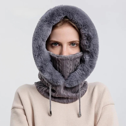 Balaclava en Tricot Élégante avec Bordure en Fourrure – Chaleur et Raffinement Hoodies Electro Paris Gris