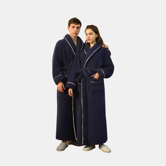 Peignoir De Bain En Flanelle – Doux, Confortable Et Élégant Pour Homme Et Femme Toute L’Année Bath robe Electro Paris Marine Bleu M