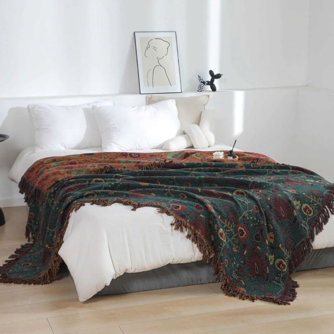 Couverture Réversible Night Flower – Douceur Florale et Élégance Envoûtante pour la Maison Blanket Electro Paris