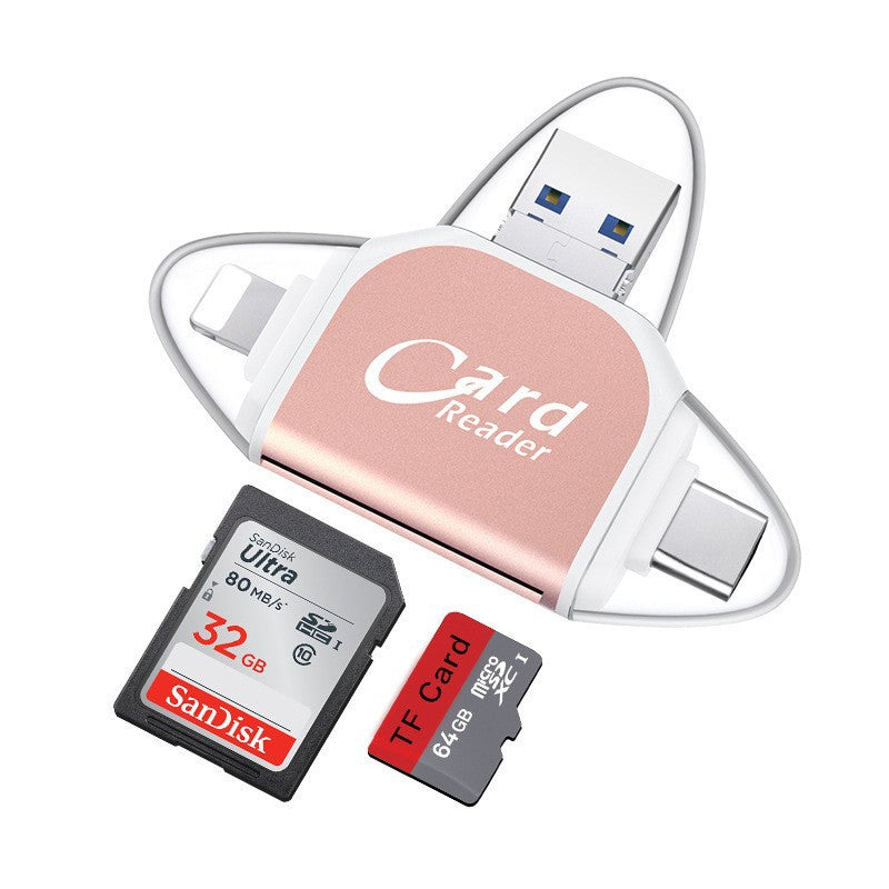Adaptateur de Carte 4-en-1 Avec Connecteurs Universels Pour Transfert Et Chargement Ultra-Rapides Memory Card Readers Electro Paris Rosa Or