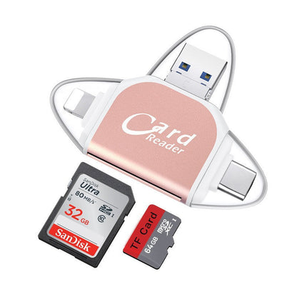 Adaptateur de Carte 4-en-1 Avec Connecteurs Universels Pour Transfert Et Chargement Ultra-Rapides Memory Card Readers Electro Paris Rosa Or