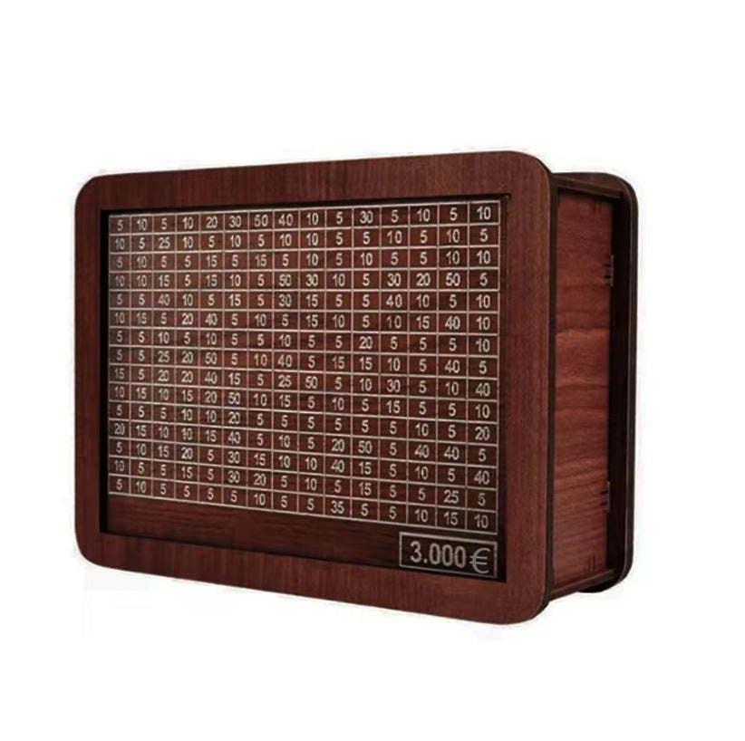 Tirelire Euro en Bois – Design Gravé Élégant pour un Stockage Sécurisé de l’Argent Home Electro Paris 3000€ Brun