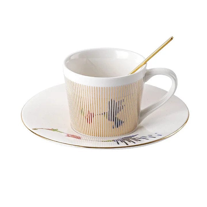 Tasse à Café Élégante en Porcelaine avec Cuillère Dorée – Design Moderne et Raffiné Purificateurs d'air Electro Paris