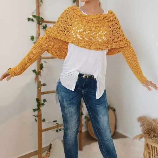 Écharpe Innovante À Doubles Manches Pour Style Et Confort Toute Saison Women sweater Electro Paris Jaune Taille unique