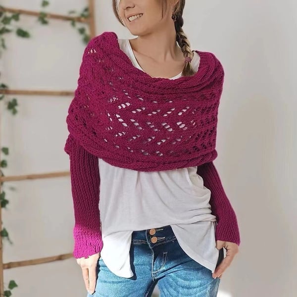 Écharpe Innovante À Doubles Manches Pour Style Et Confort Toute Saison Women sweater Electro Paris Rosa Taille unique